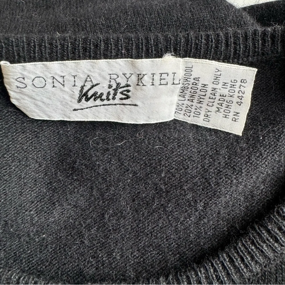 Sonia Rykiel 80s Vintage Ruffled Trim Wool Blend Sweater Size Small
